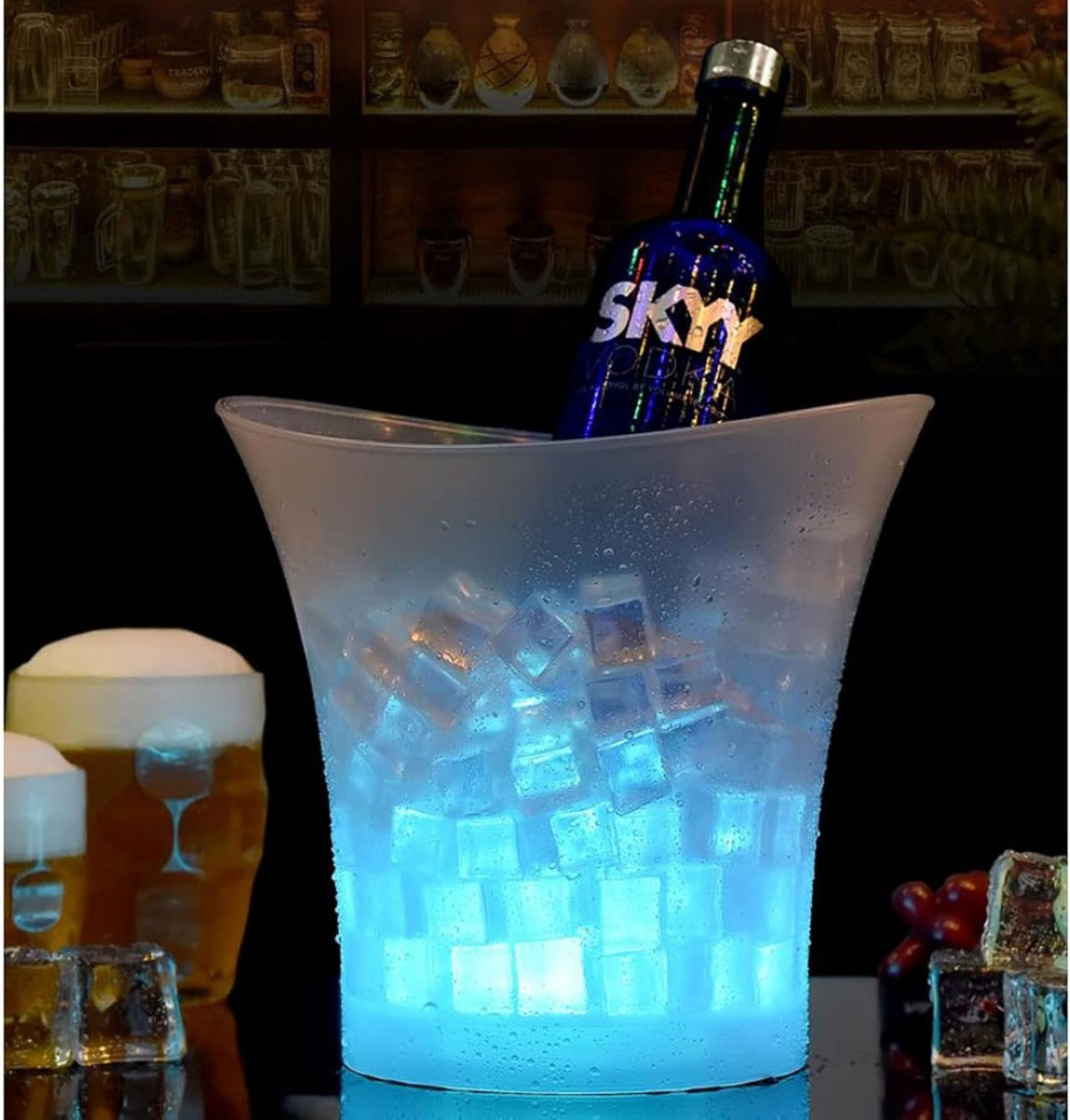 Secchiello per Ghiaccio Smad Mini 7 Litri - Secchiello in Plastica Trasparente con LED Multicolore per Champagne, Vino e Bevande - Ideale per Bar, Discoteche, Karaoke e Feste