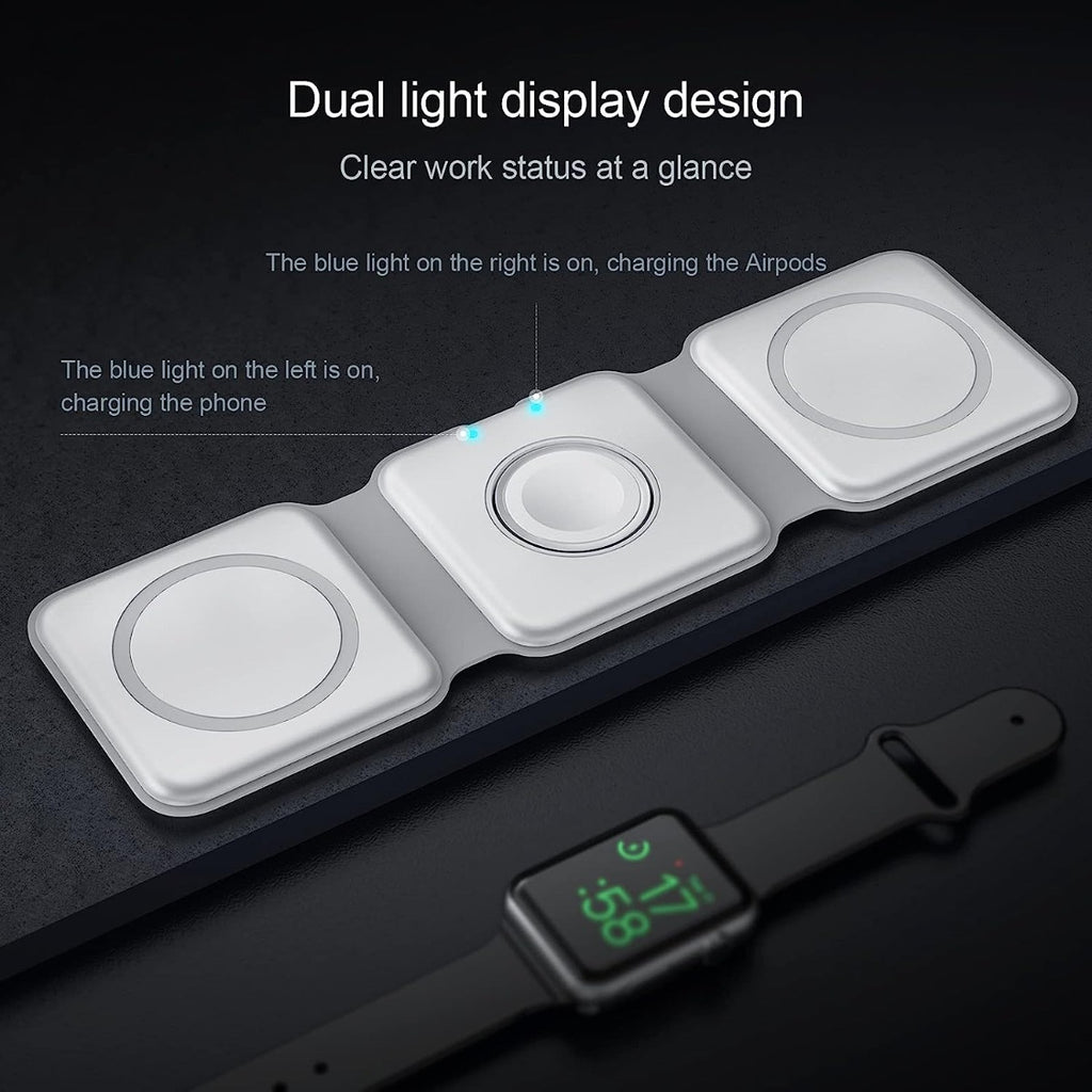 Caricabatterie wireless 3 in 1 pieghevole stazione di ricarica wireless rapida docking station caricatore senza fili