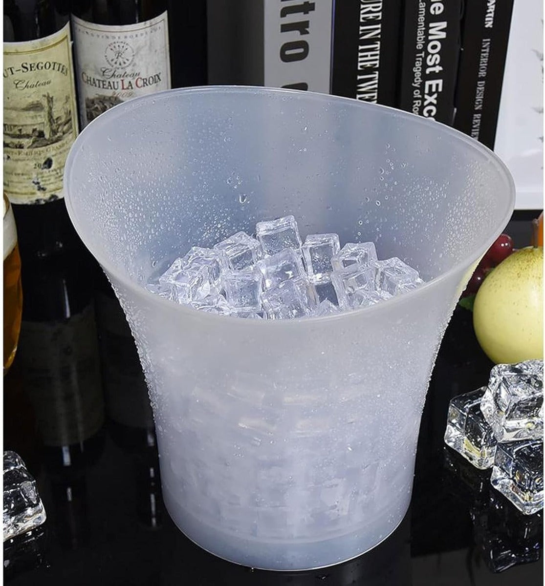 Secchiello per Ghiaccio Smad Mini 7 Litri - Secchiello in Plastica Trasparente con LED Multicolore per Champagne, Vino e Bevande - Ideale per Bar, Discoteche, Karaoke e Feste