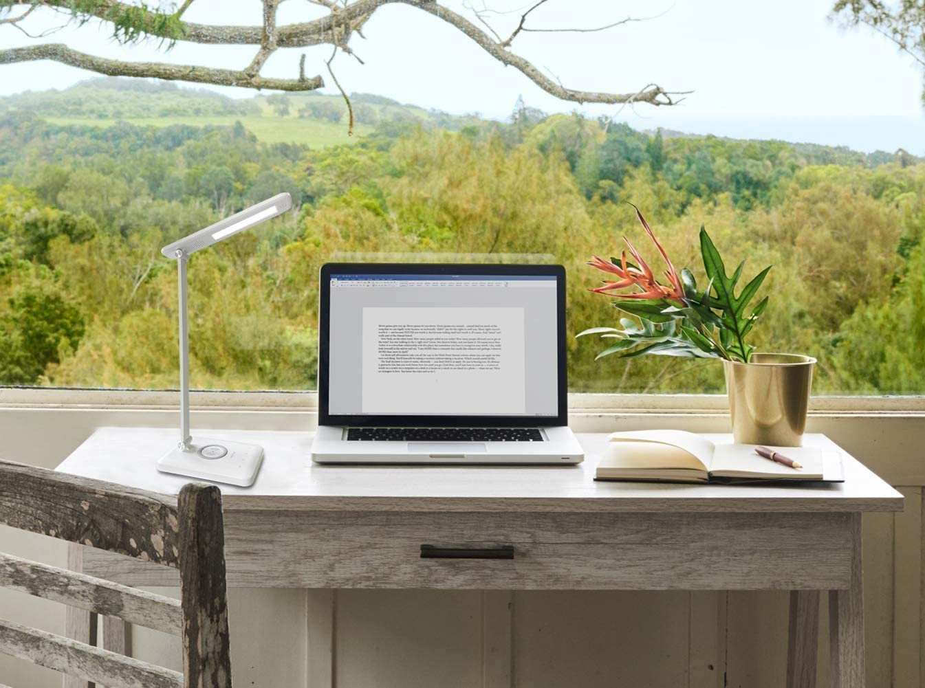 Lampada da tavolo dimmerabile con usb e ricarica wireless colore bianco (hd1903w)