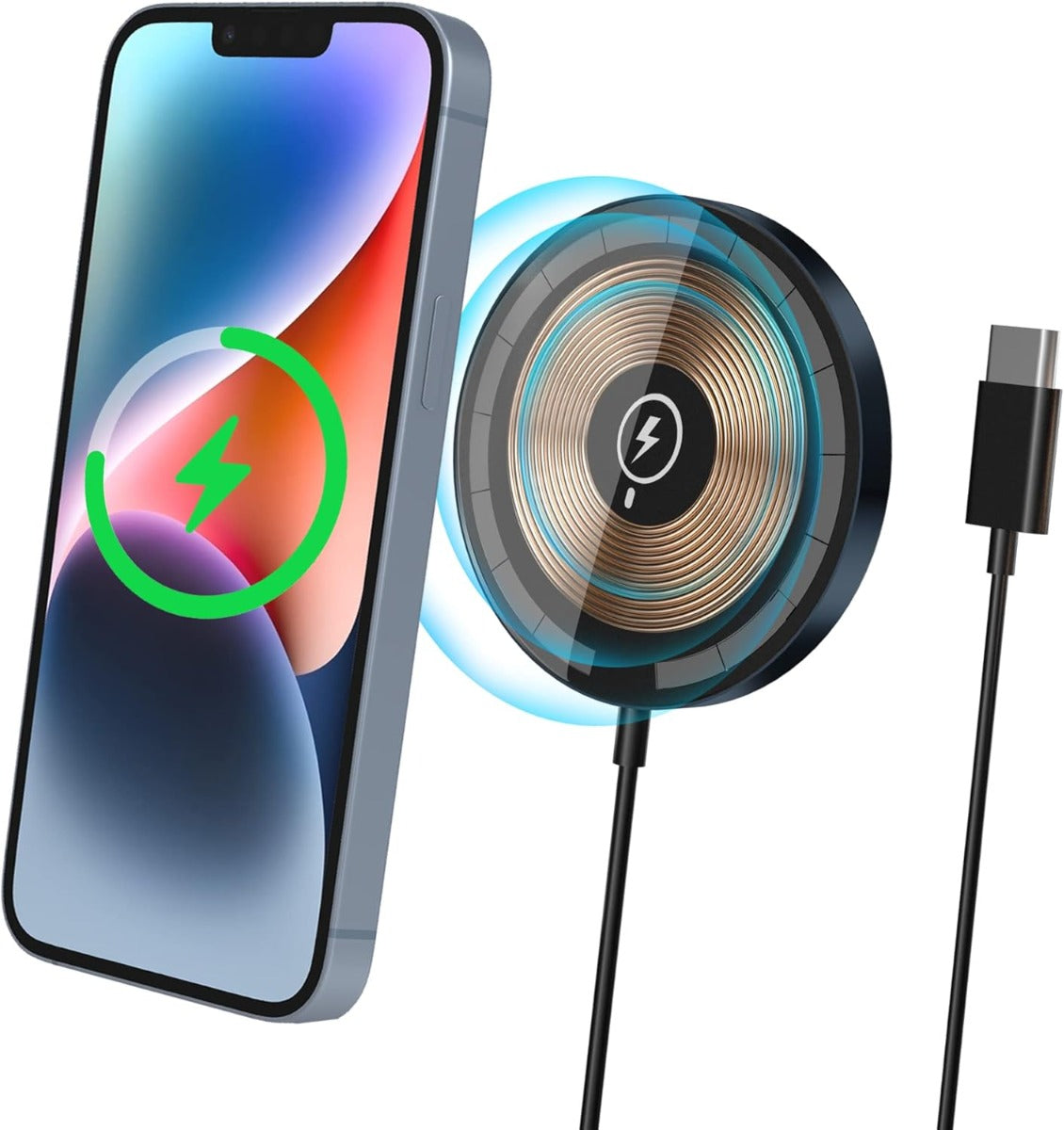 Andowl Q-PD01 - Caricabatterie magnetico wireless da 20W design trasparente e LED