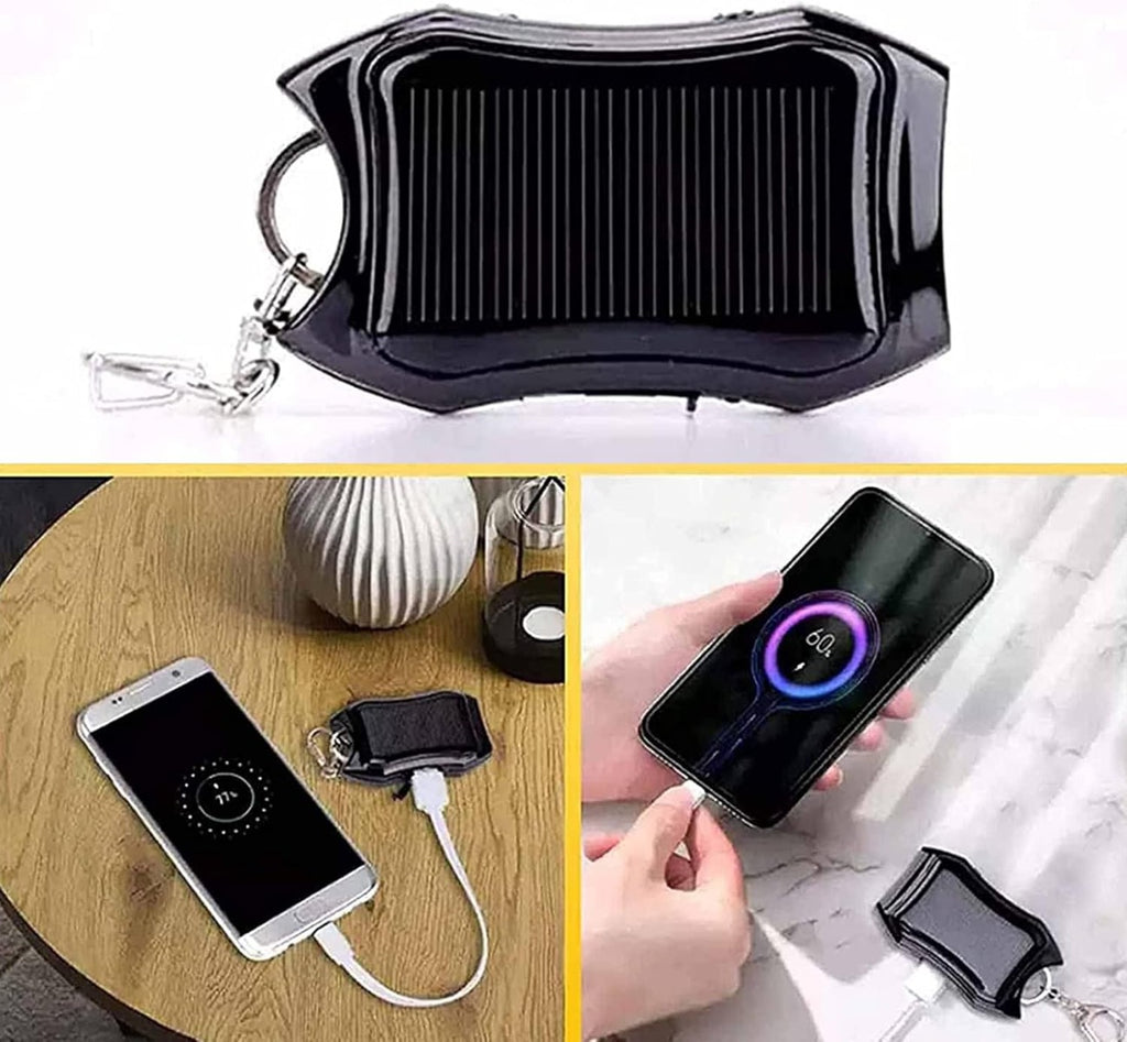 Caricabatterie Solare Portachiavi 1500 mAh con Torcia LED Integrata - Power Bank Portatile per Telefonini, Tablet e Dispositivi Elettronici