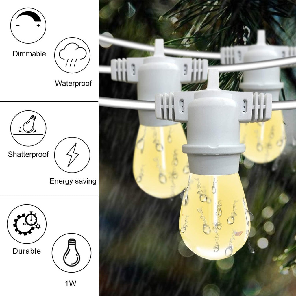 Catena Luminosa Da Esterno Kit Da 10 Lampadine E27 Ip54 220V Doppio Led 10 Metri Per Feste Natale Giardino Bianche