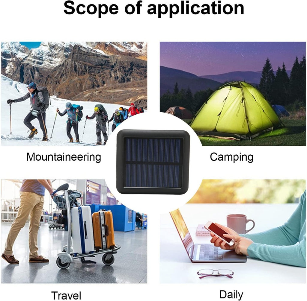 Solar Power Bank - Mini Caricatore Solare con 4 Cavi Integrati e Torcia LED 12000 mAh