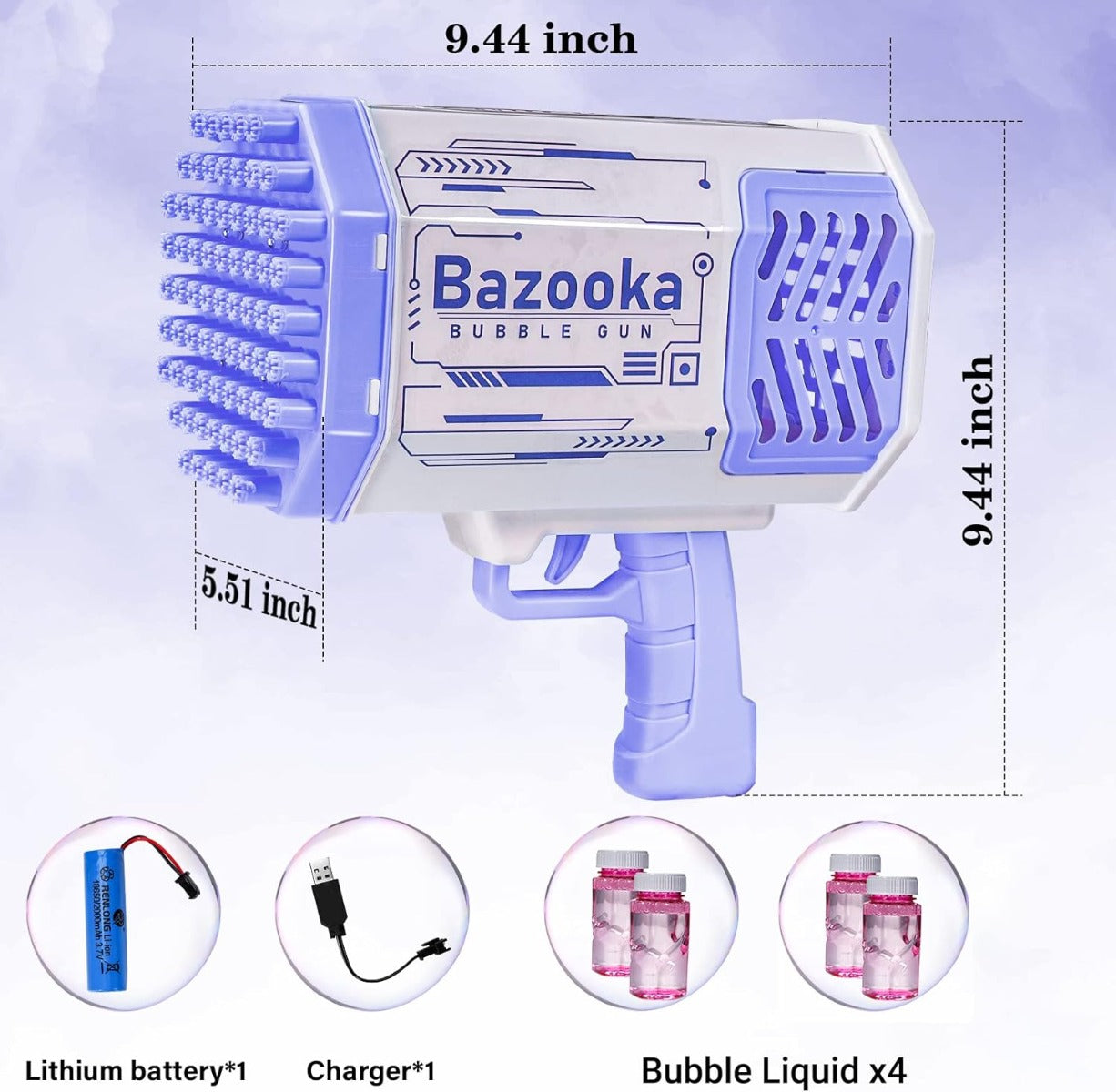 Pistola giocattolo a bolle Bubble gun 69 fori automatica