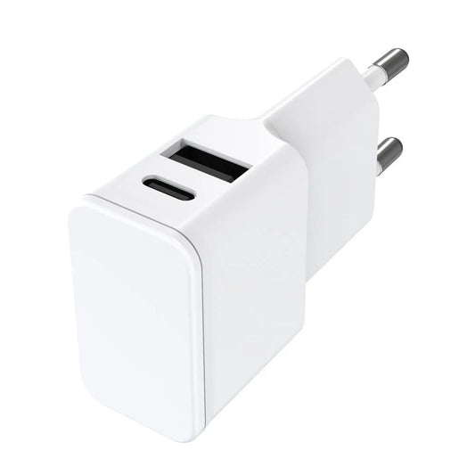 Caricatore Alimentatore USB-C&trade; e USB-A da Muro per Smartphone e Tablet Bianco