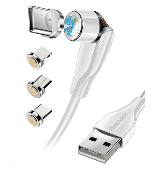 Cavo Magnetico di Ricarica 3 in 1 USB-C Micro USB e 8 pin con LED 1.2m