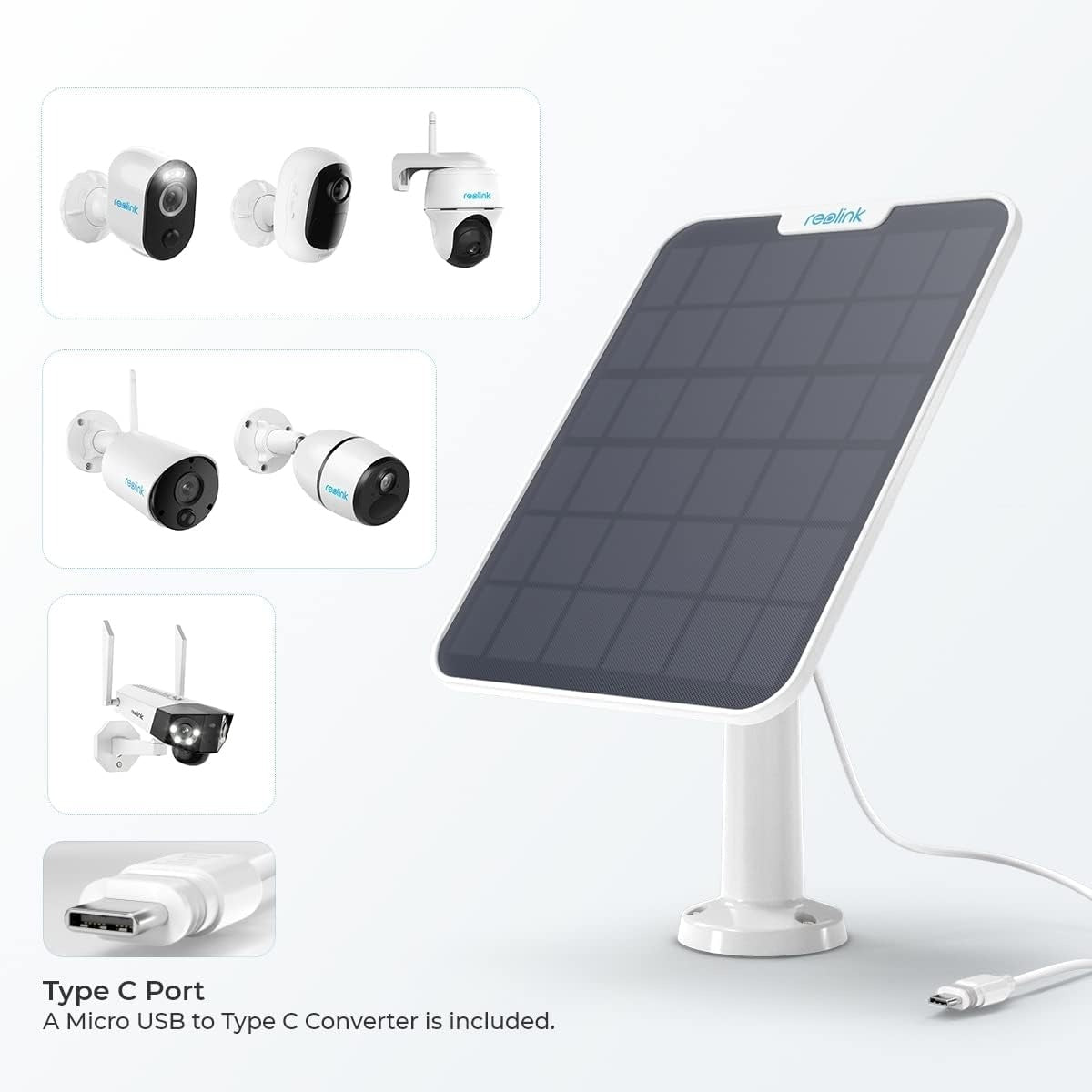 Pannello Solare 6W USB-C™ per Telecamera a Batteria da Esterno, SP2-W