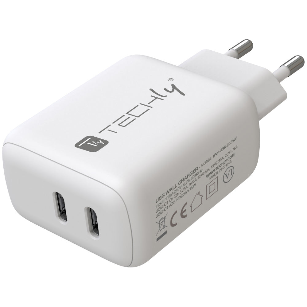 Caricatore Alimentatore 2 porte USB-C da Muro 35W