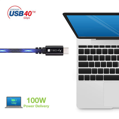 Cavo USB 4 Gen 3 Type-C Thunderbolt M/M E-Mark 8K 40Gbps 100W PD 0,8m Nero