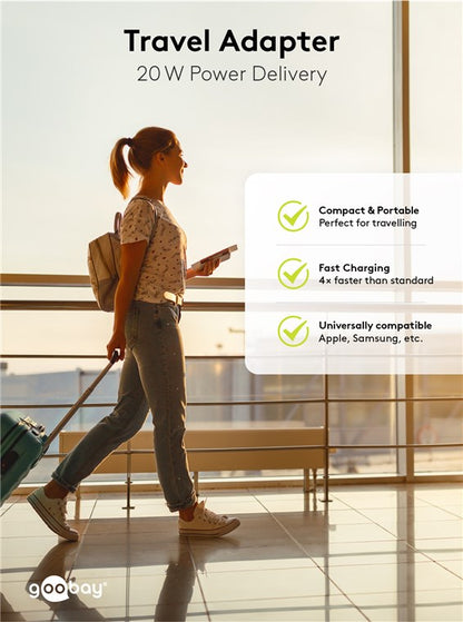 Alimentatore Caricatore Rapido USB-C PD GaN Nano 20W 3A Bianco