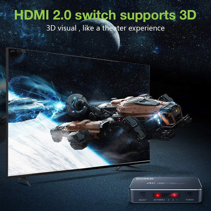 Switch HDMI 2.0b 3in 1out 4K HDR HDCP2.2 con Telecomando
