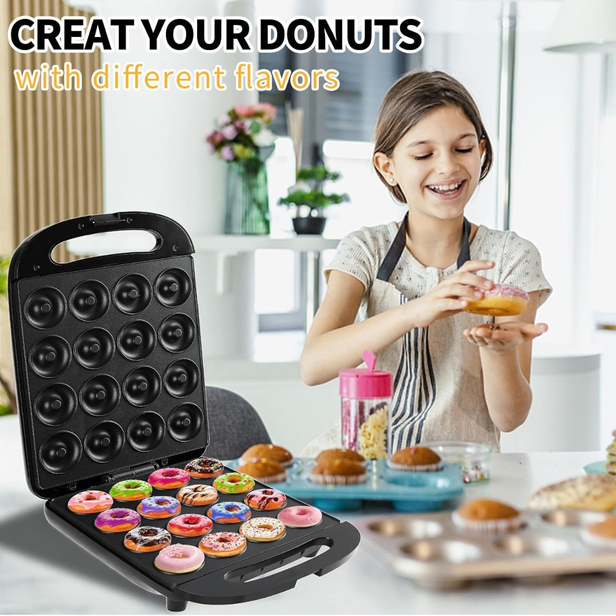 Macchina per ciambelle donut maker 16 mini ciambelle con superficie antiaderente