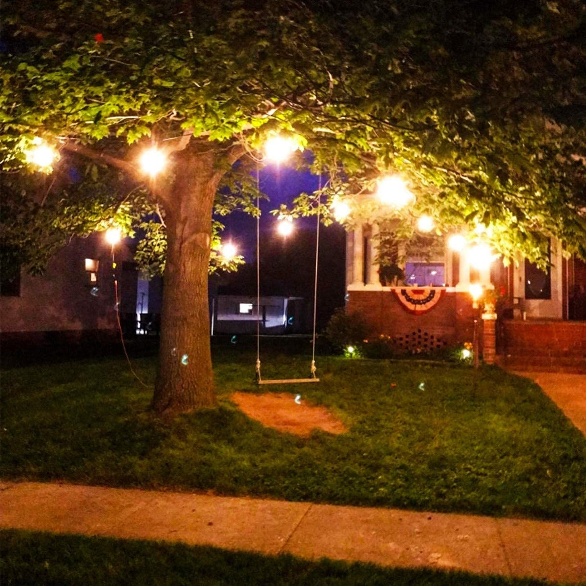 Catena Luminosa Da Esterno Kit Da 10 Lampadine E27 Ip54 220V Doppio Led 10 Metri Per Feste Natale Giardino Bianche