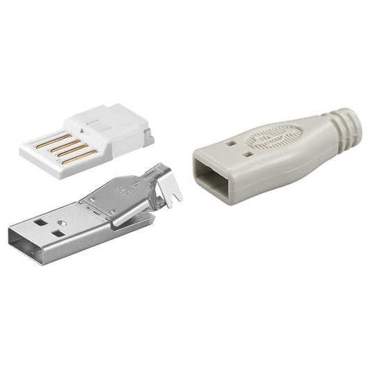 Connettore USB 2.0 da Assemblare USB-A/M a Saldare Grigio