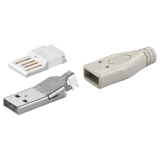Connettore USB 2.0 da Assemblare USB-A/M a Saldare Grigio