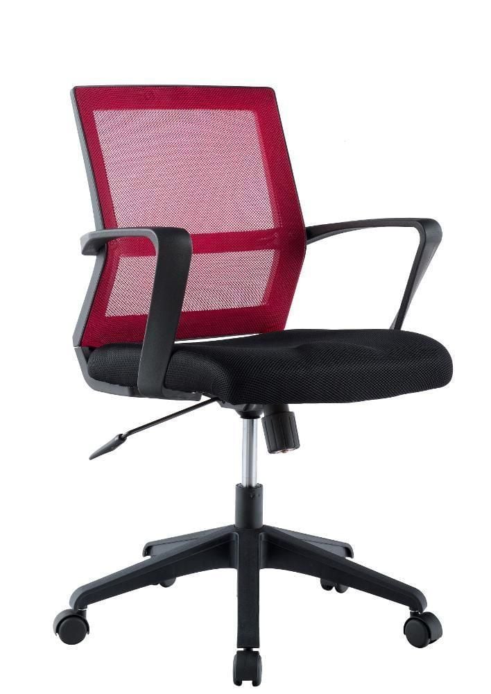 Sedia per Ufficio con Schienale Medio Nero/Bordeaux