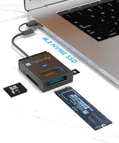 Adattatore USB-A/USB-C a NVME/SATA M.2 con Lettore Memorie SD/TF