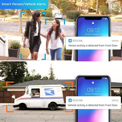 Telecamera di Sicurezza WiFi 4MP 2K da Esterno IP65 con Rilevamento di Persone e Veicoli, Serie E430