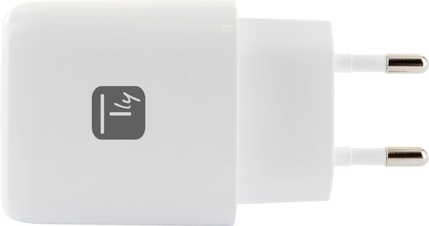 Caricatore Alimentatore GaN USB-C 20W e USB-A 18W da Muro