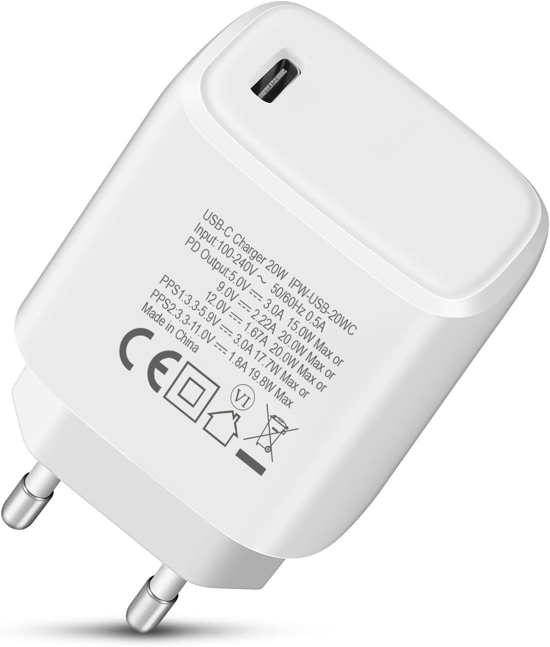 Caricatore Alimentatore GaN USB-C da Muro 20W