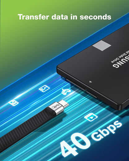 Cavo Corto Piatto USB-C Maschio a USB-C Maschio E-Mark Ricarica Rapida FPC 12.4 cm