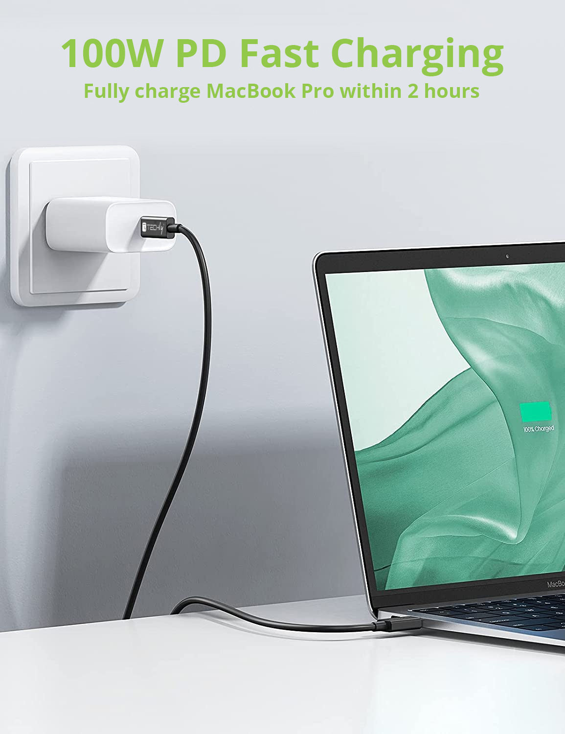 Cavo USB 4 Gen 3 Type-C Thunderbolt M/M E-Mark 8K 40Gbps 100W PD 0,8m Nero