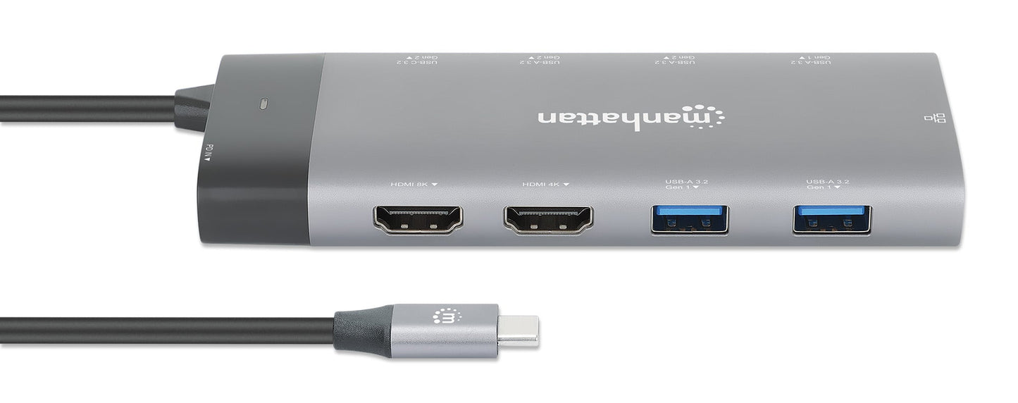 Docking Station USB-C PD Doppio Monitor 8K Multiporta 10 in 1