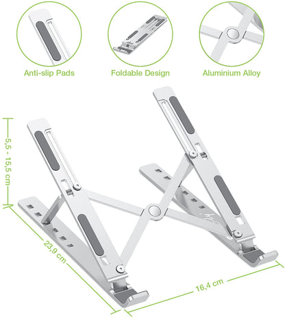 Supporto Pieghevole in Alluminio per Notebook Tablet e Smartphone da 10'' a 16''