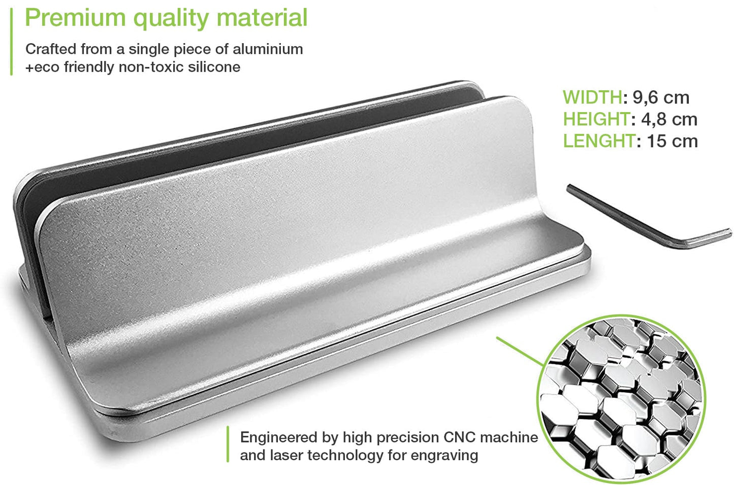 Supporto Verticale per Notebook in Alluminio