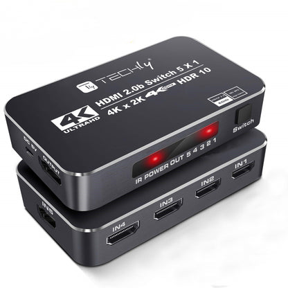 Switch HDMI 2.0b 5in 1out 4K HDR HDCP2.2 con Telecomando