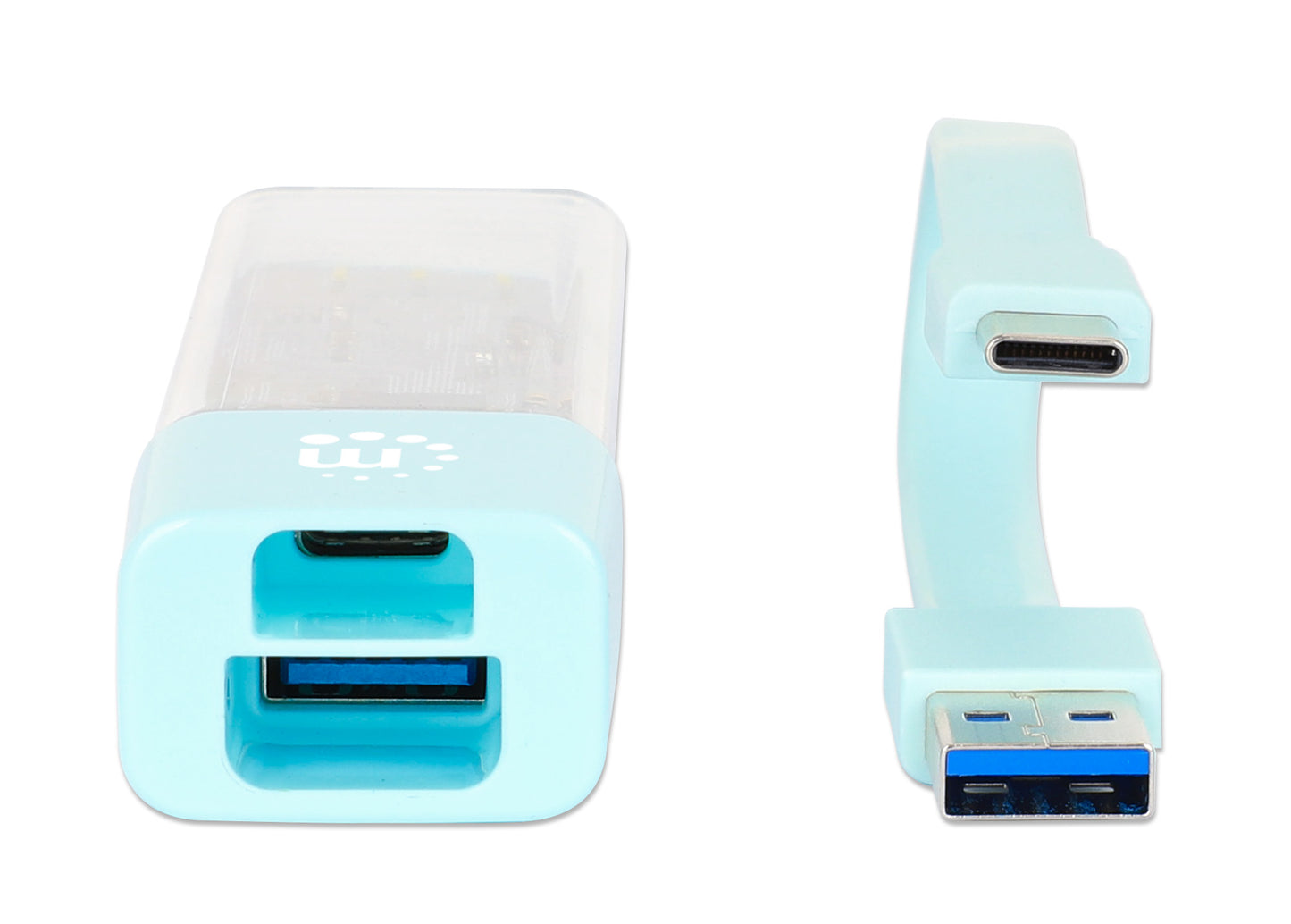 Hub Combo USB 3.2 USB-C e USB-A 4 Porte Verde Trasparente