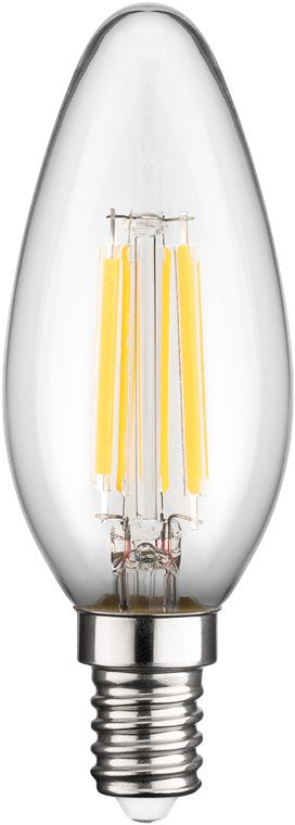 Lampadina LED Candela E14 Bianco Caldo 6W Filamento Classe C