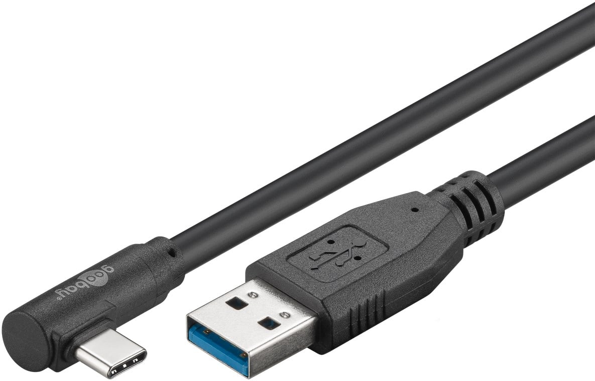 Cavo USB3.2 USB-C&trade; M 90&deg; a USB tipo A M 2m Nero