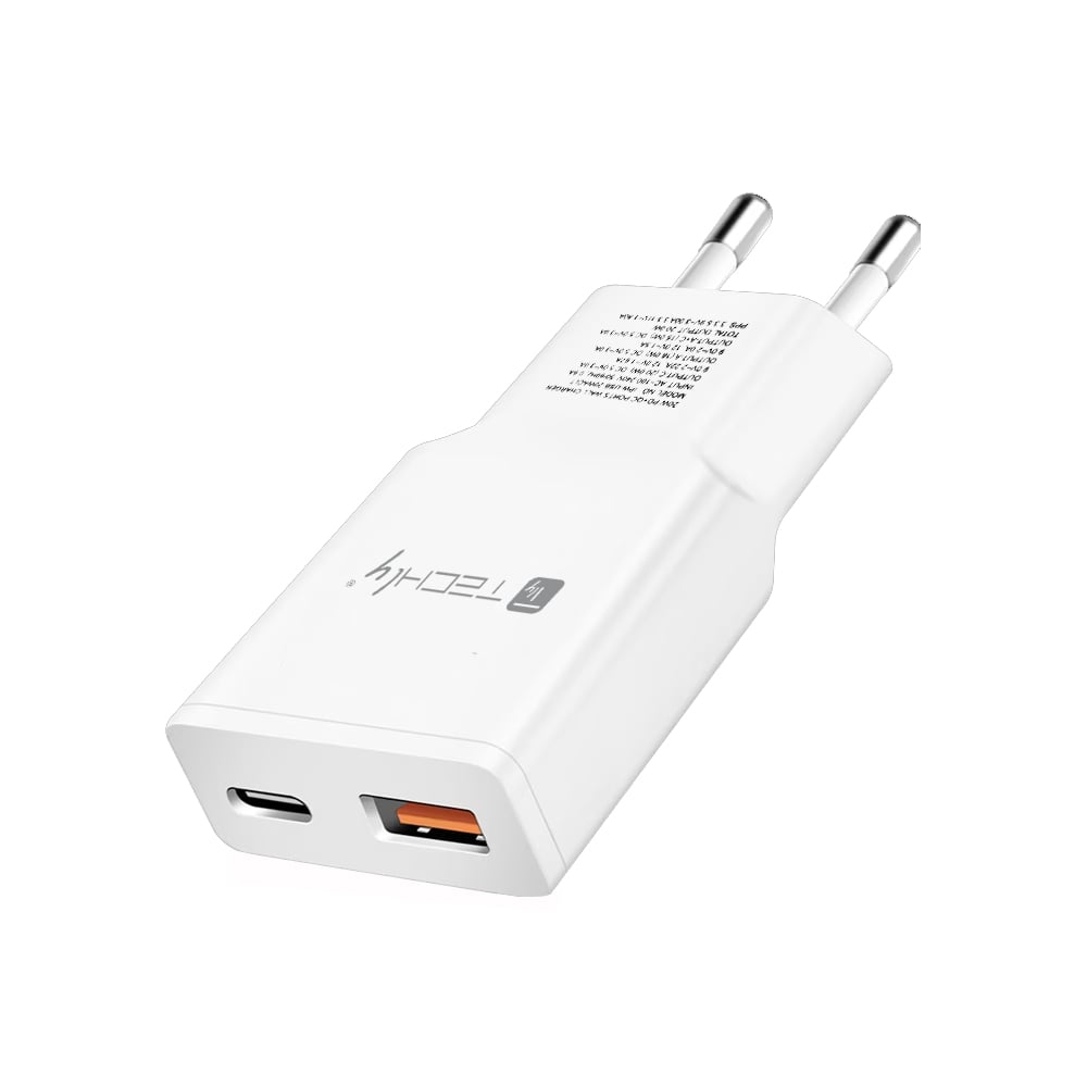 Caricatore Alimentatore USB-C 20W e USB-A QC da Muro