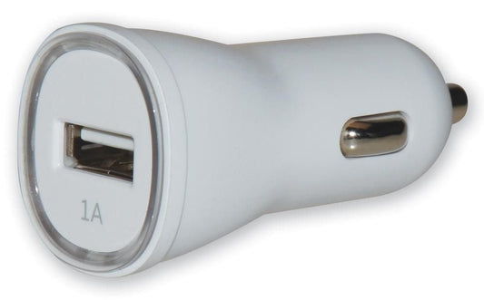 Caricatore da Auto Universale 1 Porta USB con Uscita 5V 1A Bianco