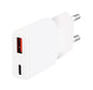 Caricatore Alimentatore GaN USB-C&trade; (PD) + USB-A (QC) da Muro 20W Bianco