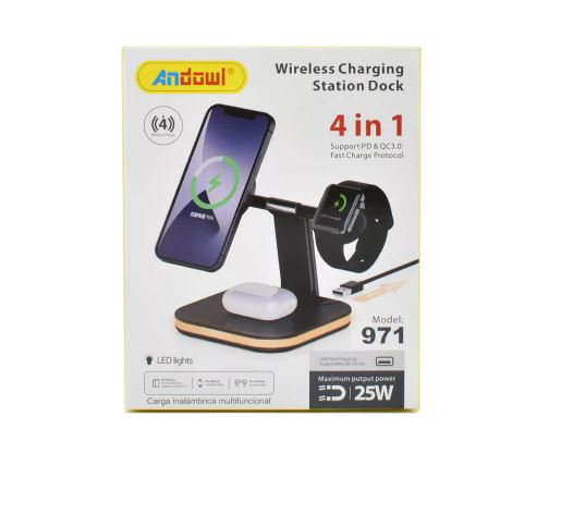 Caricabatterie Wireless Andowl Q971 – 25W con Supporto Ricarica Rapida – Compatibile con Tutti i Dispositivi Qi