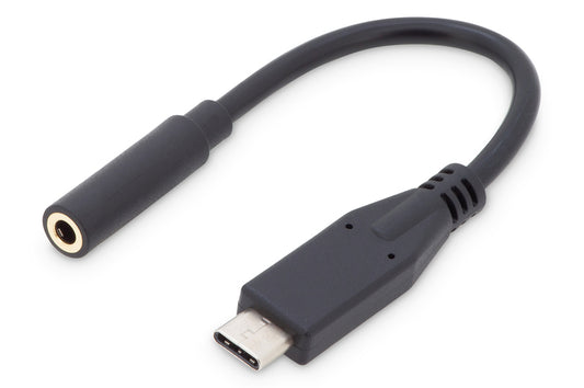 ADATTATORE AUDIO USB TIPO-C / JACK 3.5mm M/F, 0.2 MT COLORE NERO
