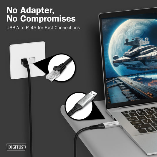 DIGITUS USB 3.2 Gen1 - Cavo Ethernet RJ45, 1Gbit/s, 5 mt. colore nero