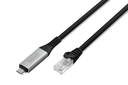 DIGITUS USB-C 3.2 Gen1 - Cavo Ethernet RJ45, 1Gbit/s, 10 mt. colore nero