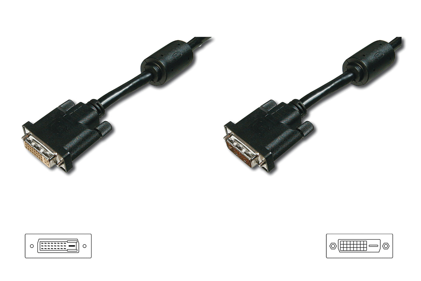 CAVO PROLUNGA DVI -D(24+1) MASCHIO-FEMMINA DUAL LINK CON DUE FERRITI COLORE NERO MT 3