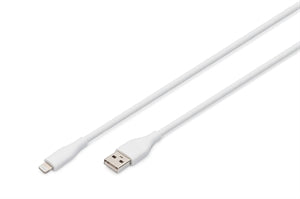DIGITUS Cavo di collegamento in silicone Lightning,USB-A- Lightning 0,5 mt, bianco