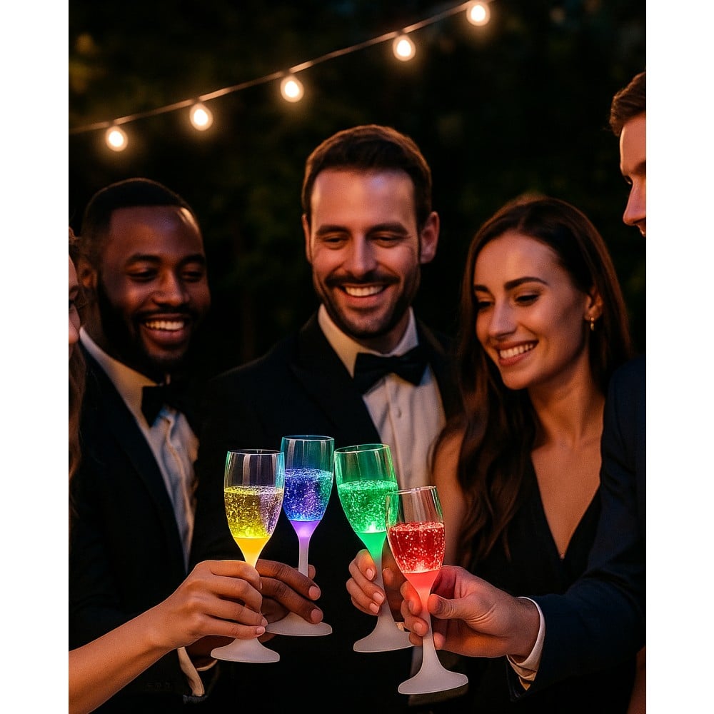 Confezione da 6 Bicchieri da Champagne con 6 Colorazioni LED