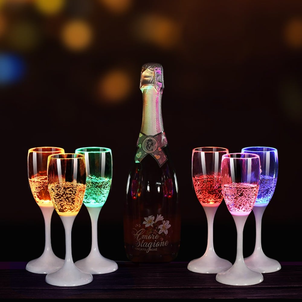 Confezione da 6 Bicchieri da Champagne con 6 Colorazioni LED