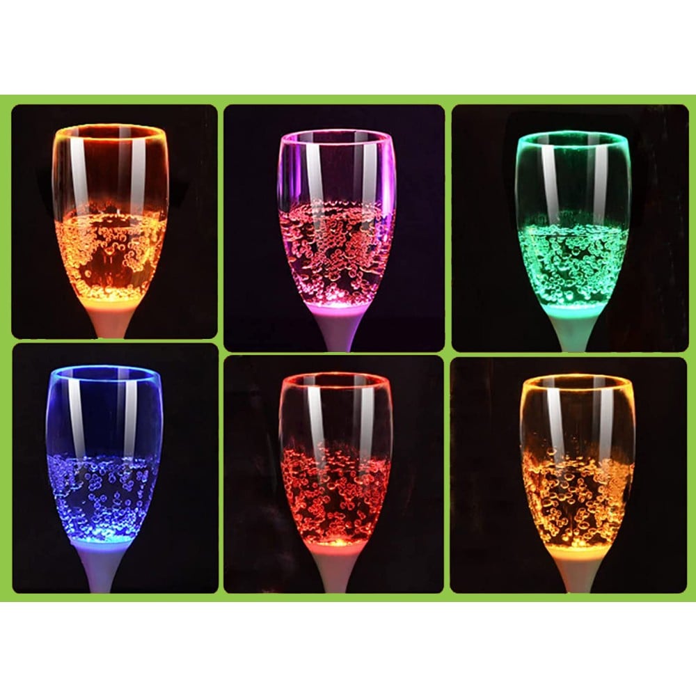 Confezione da 6 Bicchieri da Champagne con 6 Colorazioni LED