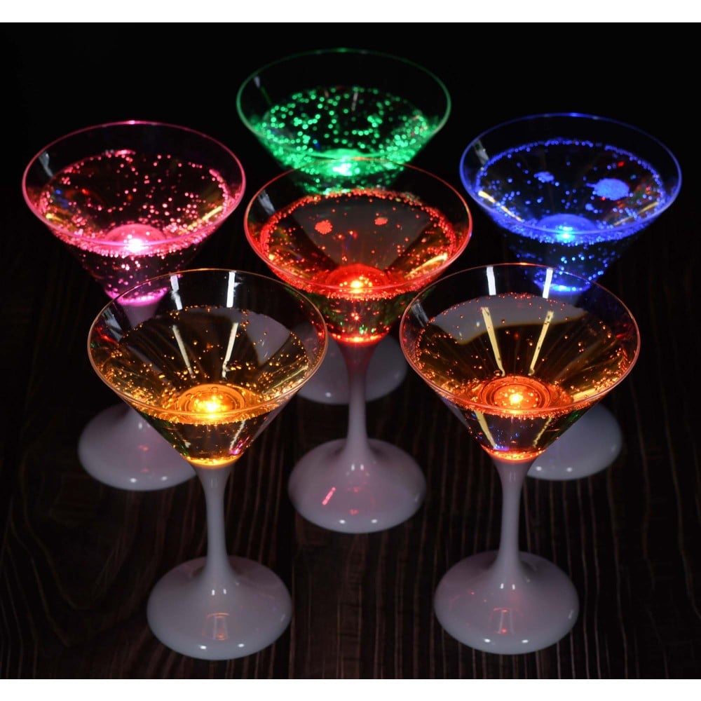 Confezione da 6 Bicchieri da Cocktail con 6 Colorazioni LED