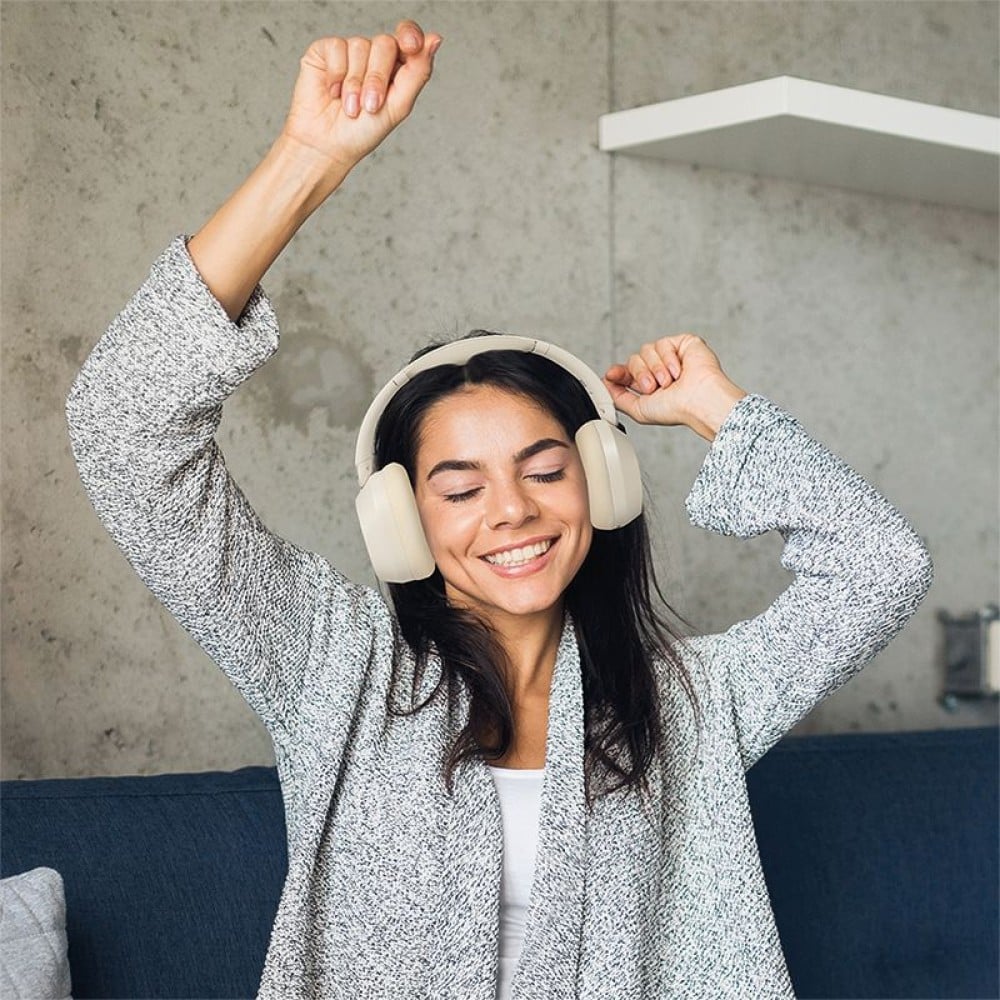 Cuffia Bluetooth V6.0 a Cancellazione Attiva del rumore ANC Beige