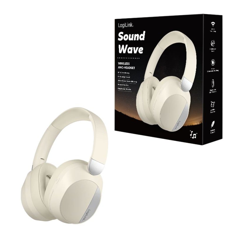 Cuffia Bluetooth V6.0 a Cancellazione Attiva del rumore ANC Beige