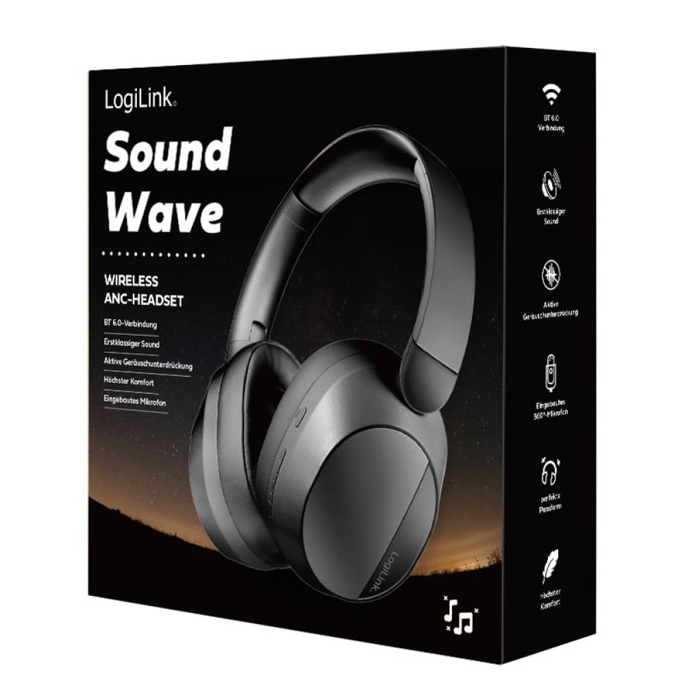 Cuffia Bluetooth V6.0 a Cancellazione Attiva del rumore ANC Nero